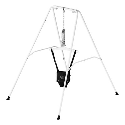 Toddler Swing and Jumper, 2 in 1 Swing Set and Bouncer, Soft Cushion with Foldable A-Frame Metal Stand, Heavy-Duty Thick Ropes, Easy to Install and Store, for Indoor or Outdoor Play, Black