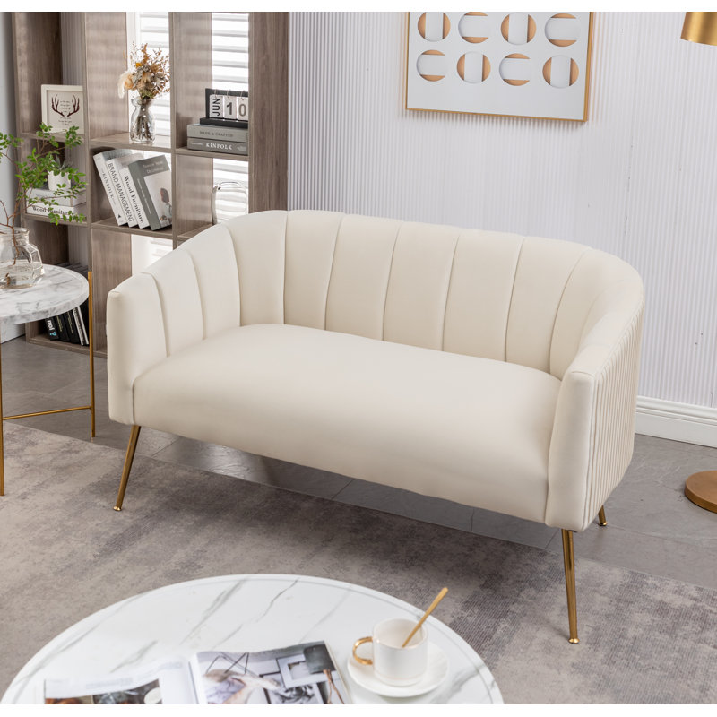 Mariantonietta 51'' Velvet Loveseat, Beige 
