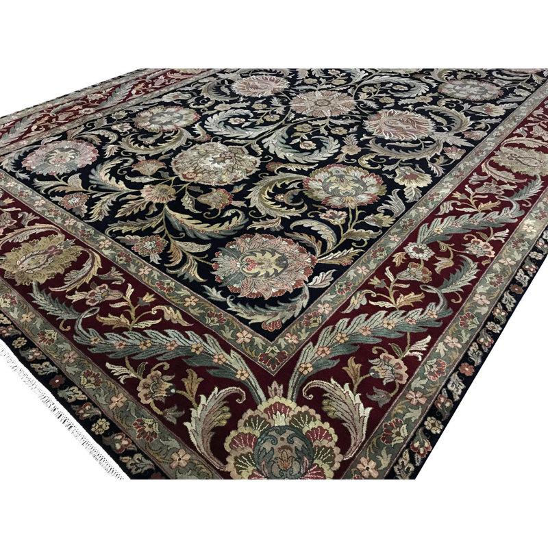 Tapis noir de haute qualité noué à la main
