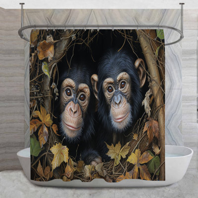 Chimpanzees Shower Curtain - Wildlife Bathroom Decor 16667