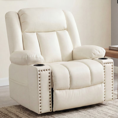 Fauteuil de massage à 3 moteurs de 40 po de large avec moteur et chaleur, fauteuil inclinable en cuir pour une relaxation complète du corps, réglage indépendant avec télécommande