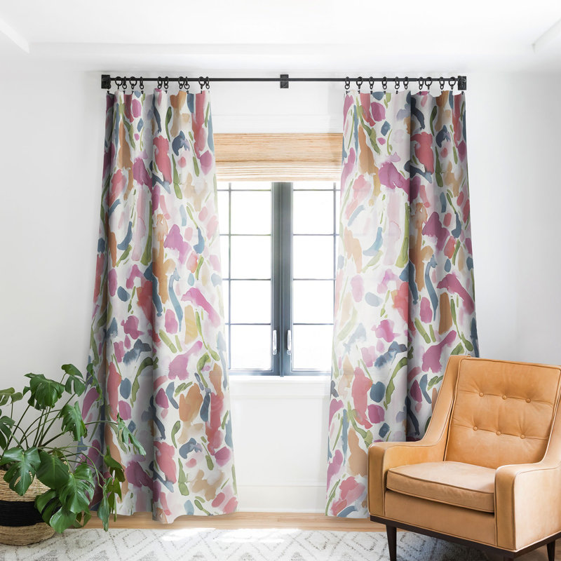 Jacqueline Maldonado Synthesis Raspberry 1pc Blackout Window Curtain Panel, 50" W x 84" L