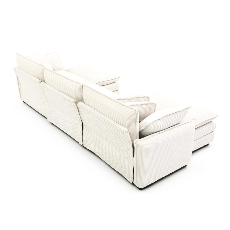 Velours côtelé beige 5, coussins et coussins moelleux, look cinéma maison, simple et confortable 3 + 2 lits simples, conception de cinéma, flair