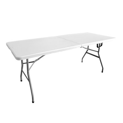 Techni Home 6 FT Granite White Folding Table With Easy-Carry Handle