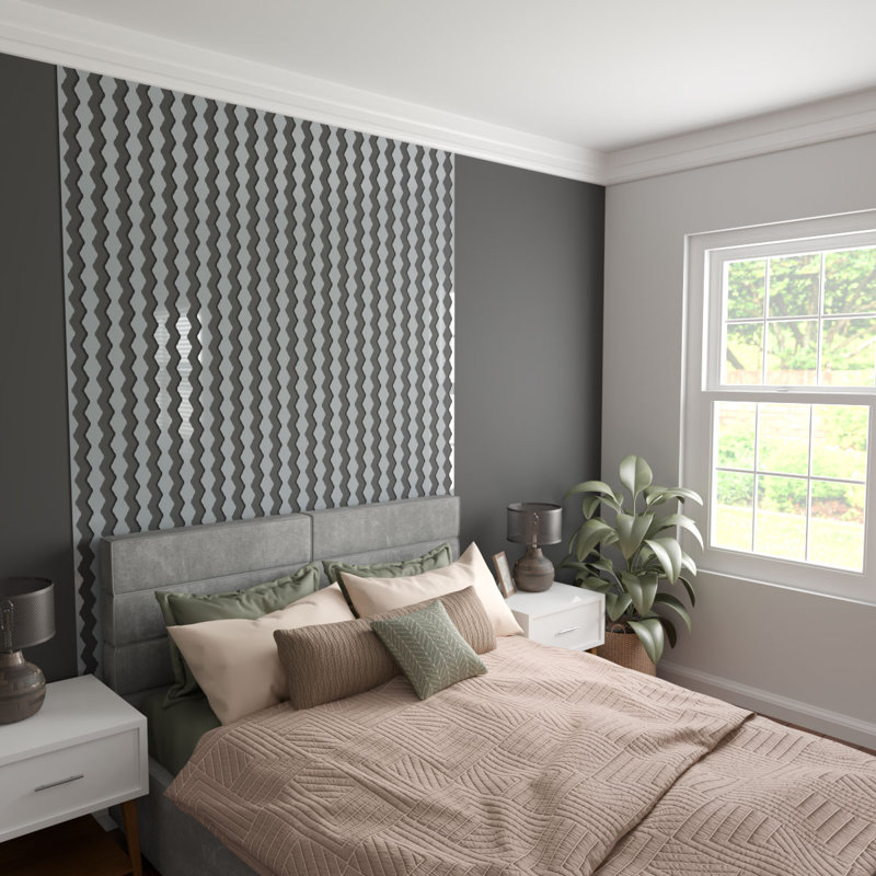 Ensemble de panneau mural décoratif à lattes réglables en acrylique Sheyenne (paquet de 28), H 94 po x l 2,375 po, Gris