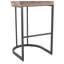 Tabouret de bar à hauteur fixe en métal noir et tissu brun - ensemble de 2
