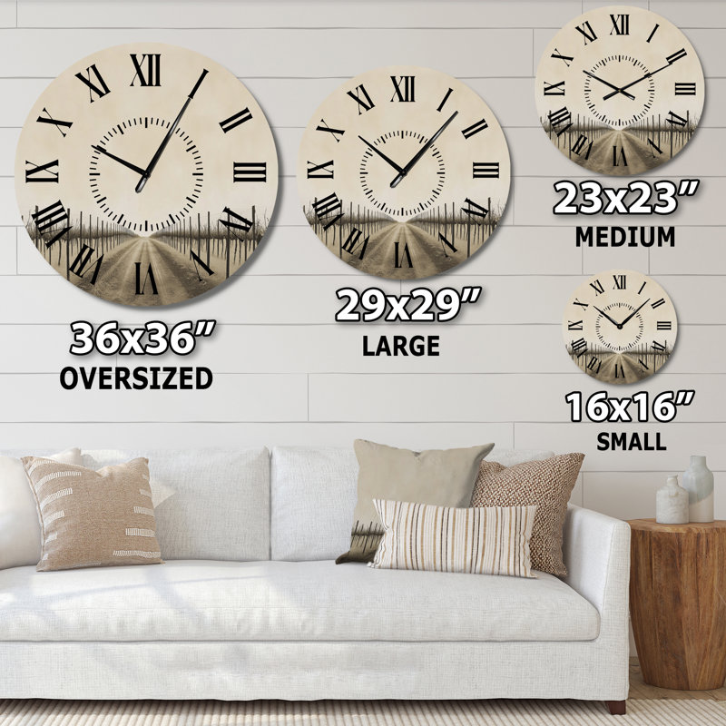 Horloge murale Minimal Vineyard Horizon - Country, Surdimensionné