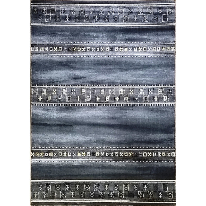 Tapis noir à motif Sud-Ouest Keunta, 10 pi x 13 pi