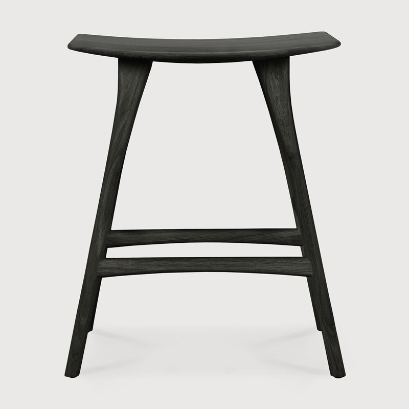 Osso Solid Wood Stool, Black, Counter Stool (26.5" Seat Height)