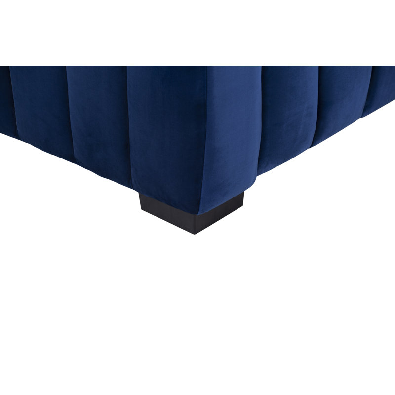 138.97" Wide Velvet Modular Sectional Sofa, Dark Blue Velvet, Left Hand Facing