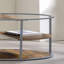 Table de bout à 1 demi-tablette unique de style industriel avec finition grise et noyer et trois tablettes avec structure thermolaquée - non incluse