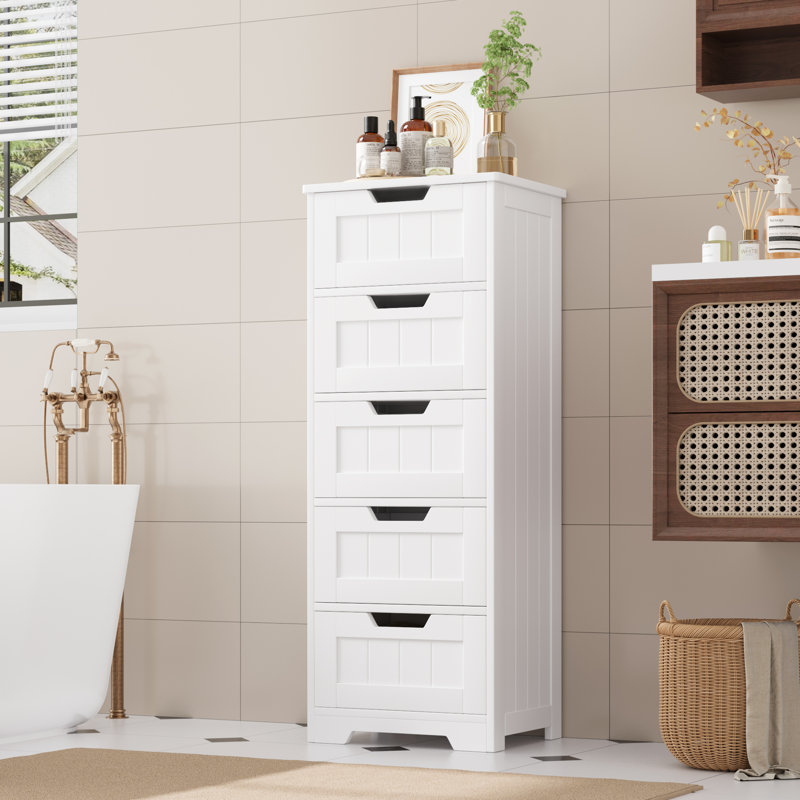 Alicyn 15.7" W x 40.1" H x 11.8" D Free-Standing Linen Cabinet, White