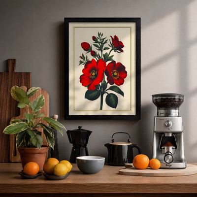 Crimson Anemones Botanical - Framed Print