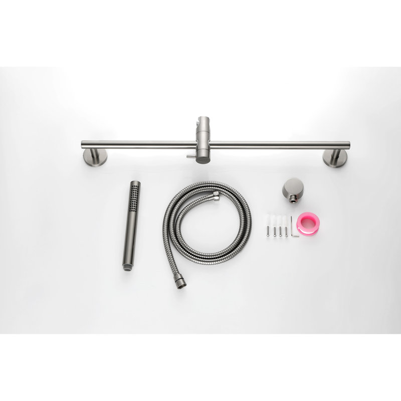 59 - Inch Hose Handheld Shower With 28 Height Adjustable Slide Bar, Stainless Steel, Functional Spray Patterns Bar And Hose, Brushed Nickel Stainless, Various Modes For A Relaxed