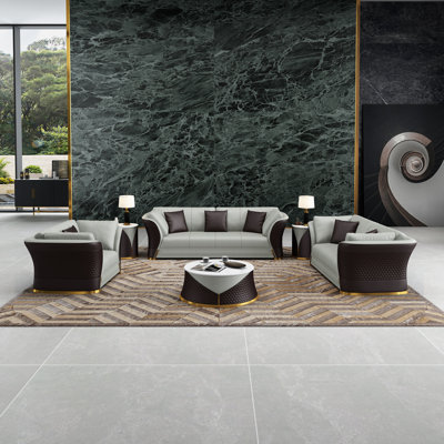 3 Piece Genuine Leather Living Room Set