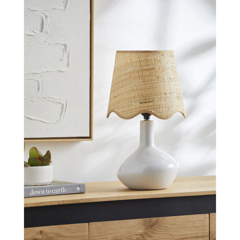 Lampe de table d'appoint, Brun clair, Blanc