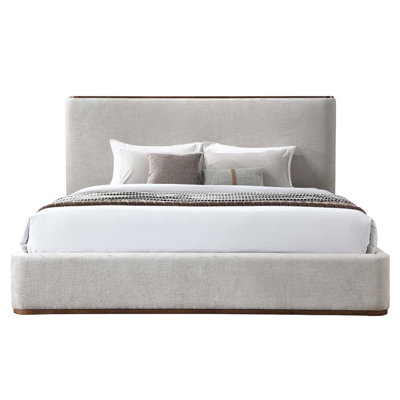 Grand lit Orane, tissu gris