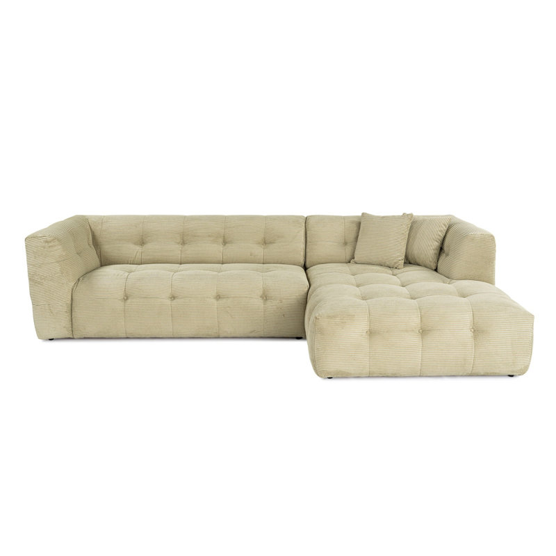 Élégant canapé d'angle, tissu vert, 118 x 59 x 28,3 pouces | Structure durable en bois de hêtre et en bois aggloméré, 100% polyester, 28 dossiers en mousse avec dossier en mousse | Coussins fixes, tissu facile à nettoyer, parfait pour les salons modernes