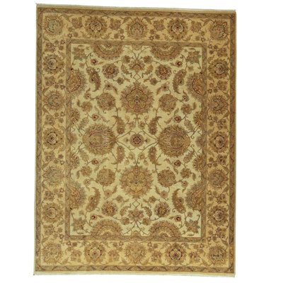 Tapis brun / blanc noué à la main