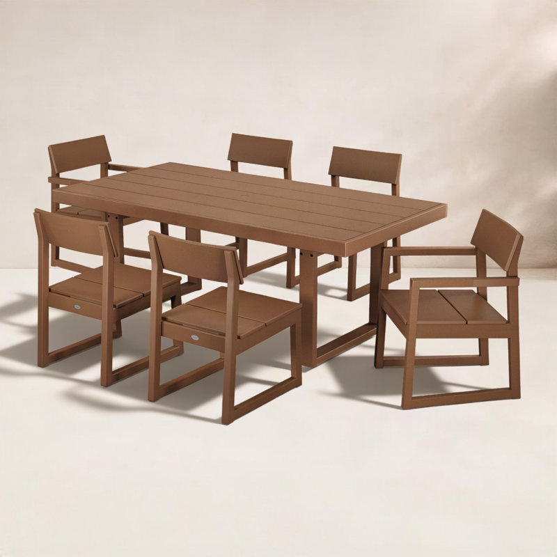 Edge Rectangular 6-Person 78'' Long Dining Set, Teak