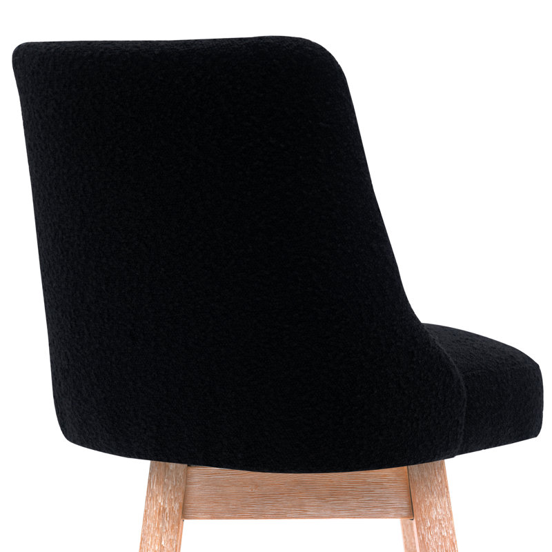Breann Swivel 26“ Water and Stain Resistant Boucle Upholstered Swivel Counter Stool, Black