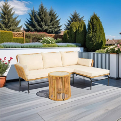 Beige rattan wicker Outdoor Patio sofas