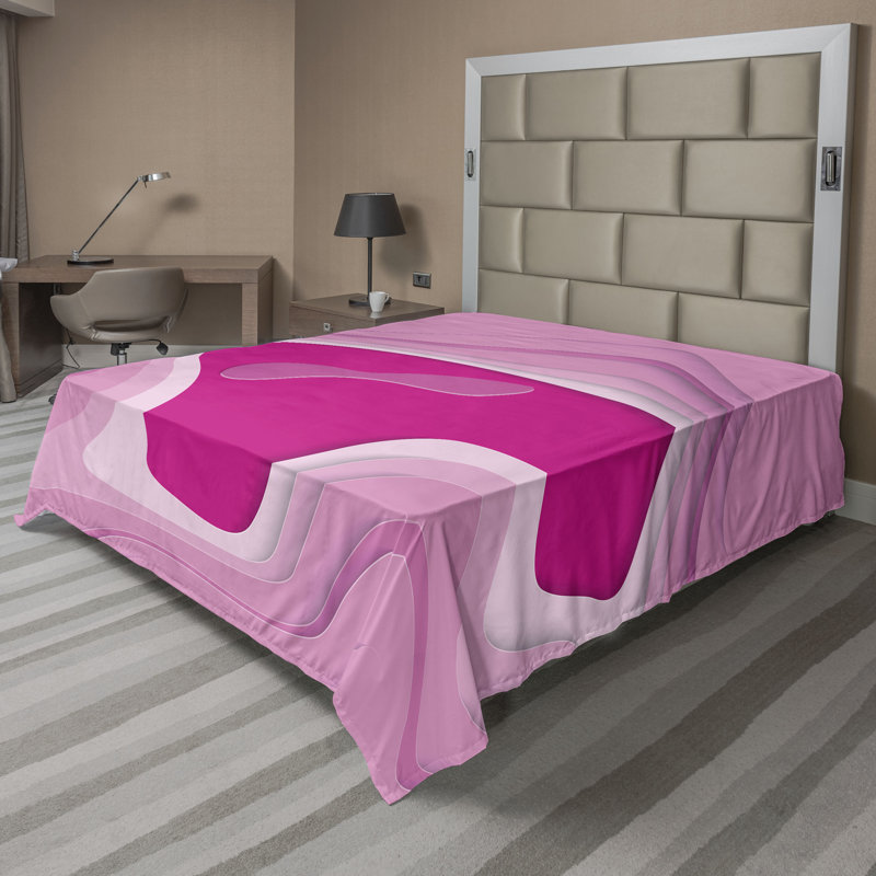 Drap plat moderne de style bohème Ambesonne, Magenta/Soft Pink/White Abstract, Drap plat pour très grand lit californien