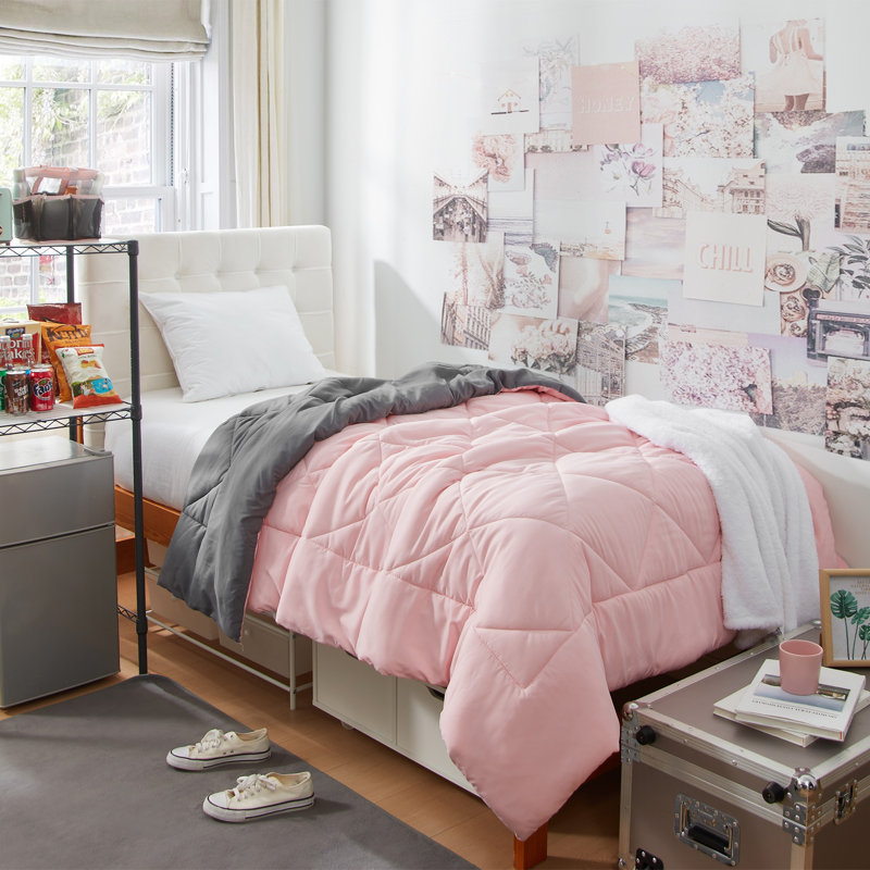 Édredon réversible pour lit simple TG, Rose quartz / gris anthracite