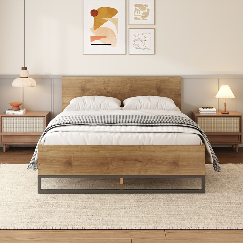 ENGINEERED WOOD  BED FRAME, Queen, Solid/Manufactured Wood