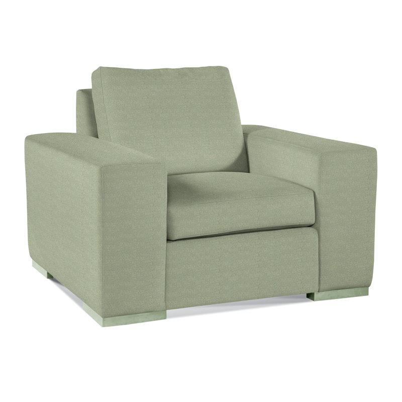 Memphis Armchair, Green Performance Fabric; 0851-54, Havana