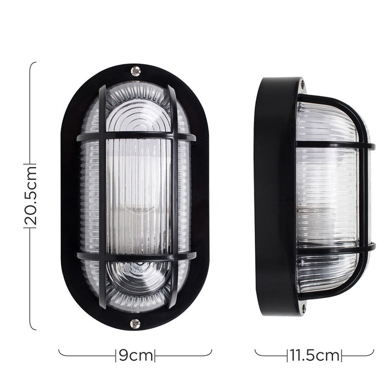 18.6cm H Outdoor Bulkhead Light, Black