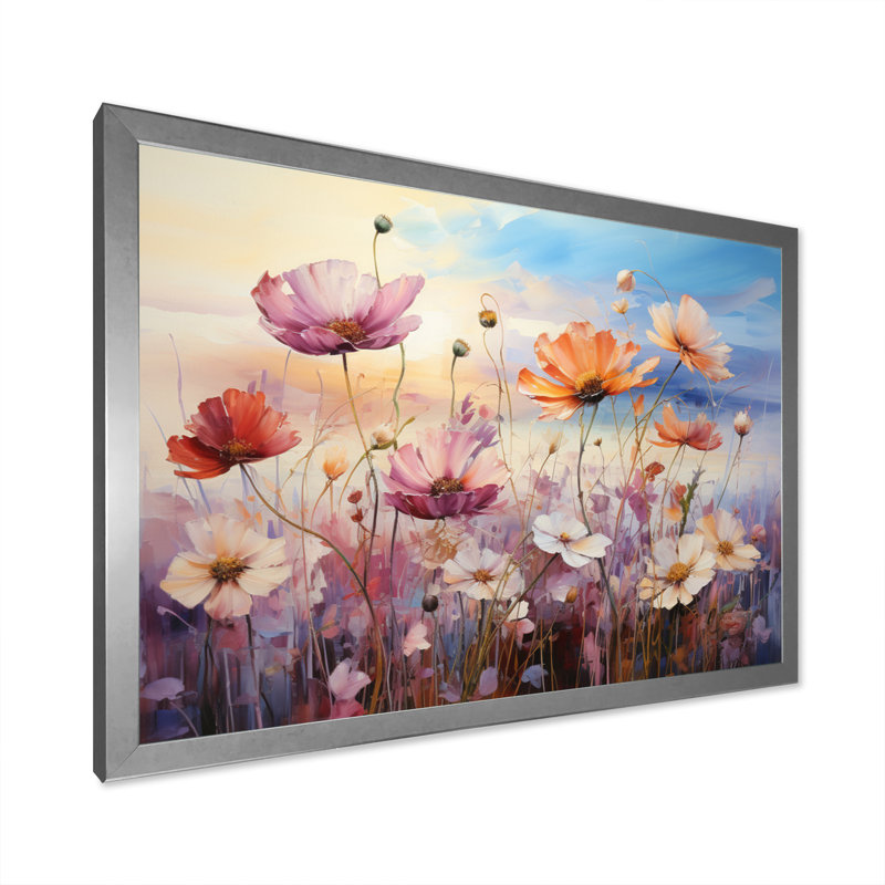 " Wildflowers Enchanted Field ", 30" H x 40" W x 1.5" D, Silver Single Picture Framed