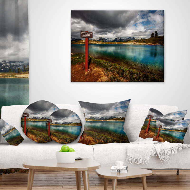 Coussin Azure Mountain, 16 po x 16 po, Coussin décoratif