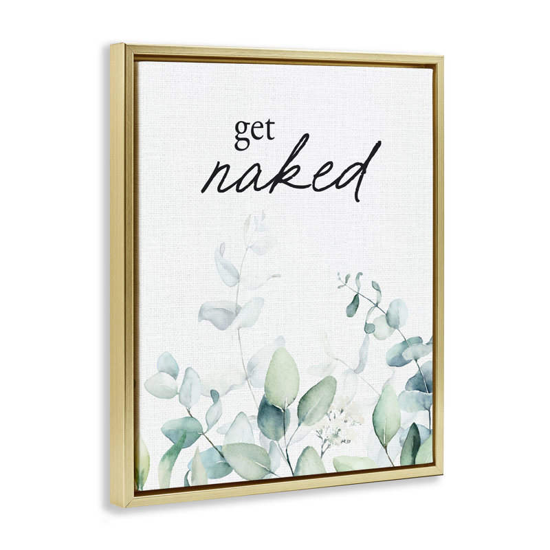 Cadre flottant «Get Nake Minimal Herbs», design par Lettré et doublé, H 31 po x l 25 po, Cadre flottant métallique doré