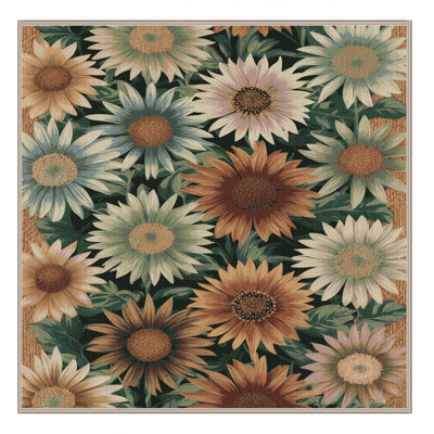Machine Washable Botanical Beige Area Rug