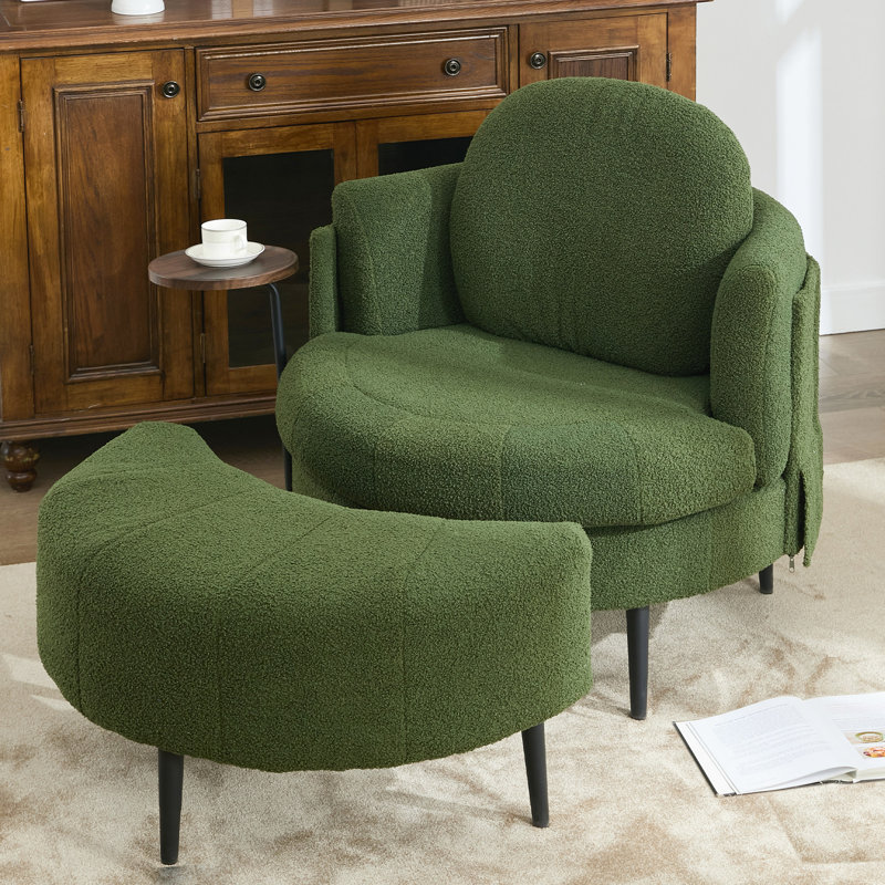 Chaise simple moderne, 42,5 po avec repose-pieds mobile et coussins confortables, pour votre chaise de salon, plateau de table basse de conception ergonomique, améliore la vie quotidienne