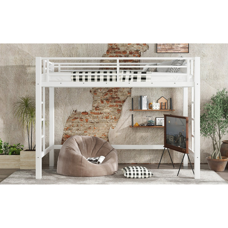 Lit mezzanine en métal blanc TG