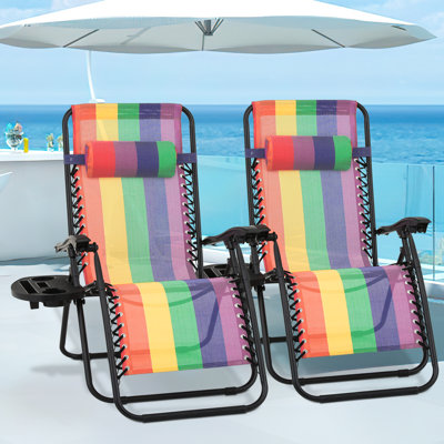 2 -Piece Folding Zero Gravity Chair Beach Sunshade Recliner Canopy Lounge Chaise by Arlmont & Co.