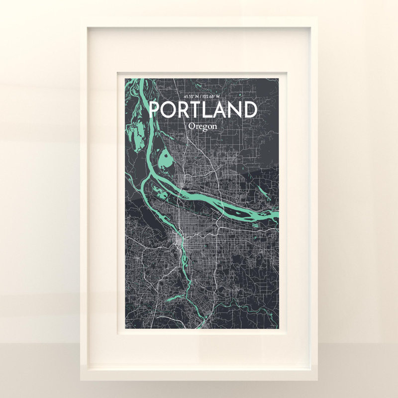 Portland City Map In Dream - No Frame Print, 36cm H x 24cm W x 0.05cm D