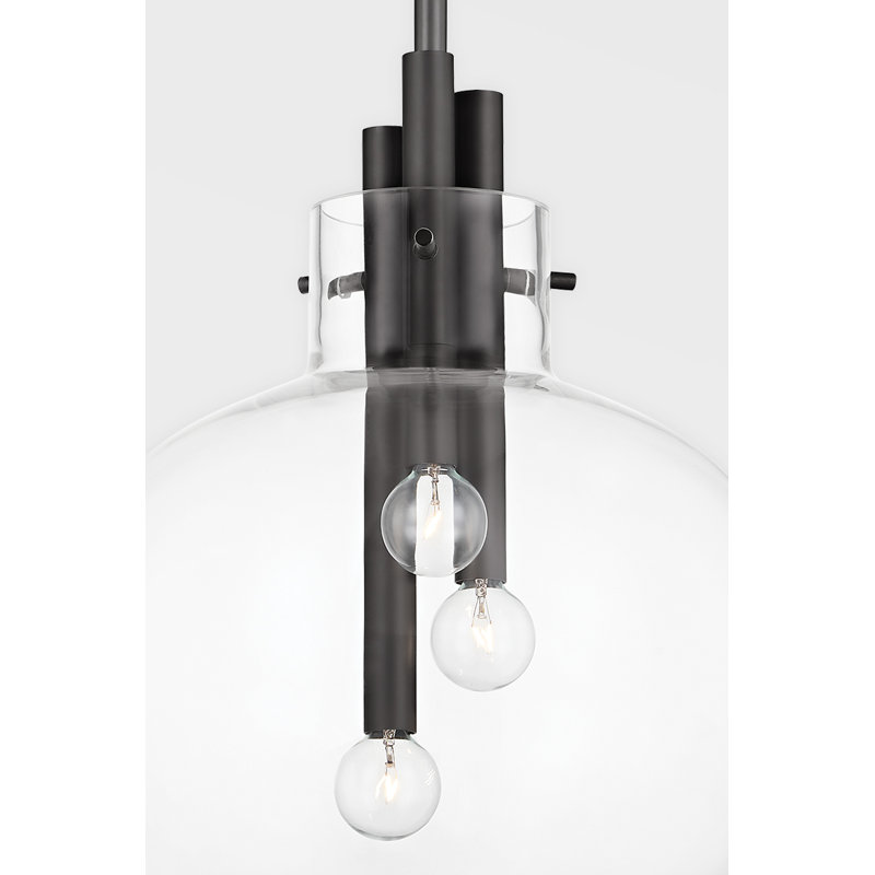 Grand luminaire suspendu 3 lumières Hempstead, Laiton noir, H 16,75 po x l 13,75 po x P 13,75 po