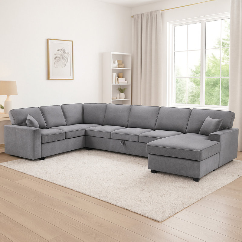 Canapé modulaire 137 po avec 2 coussins décoratifs Sary gris Sary