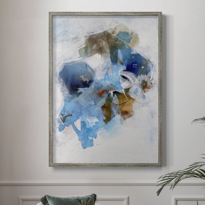 «Misty Blue I», reproduction encadrée - bois massif