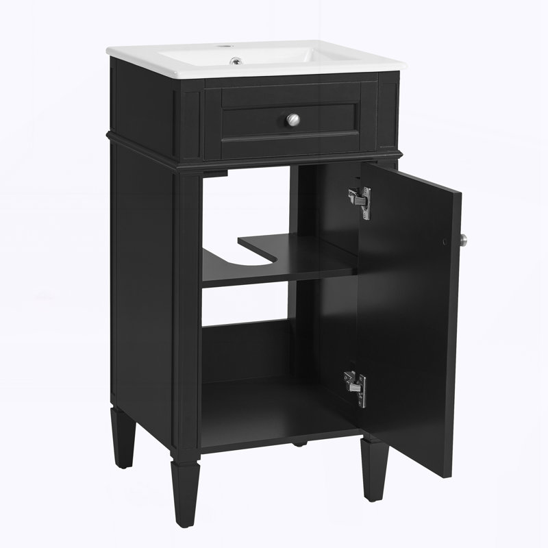 Meuble-lavabo 18 po avec lavabo en céramique, Black