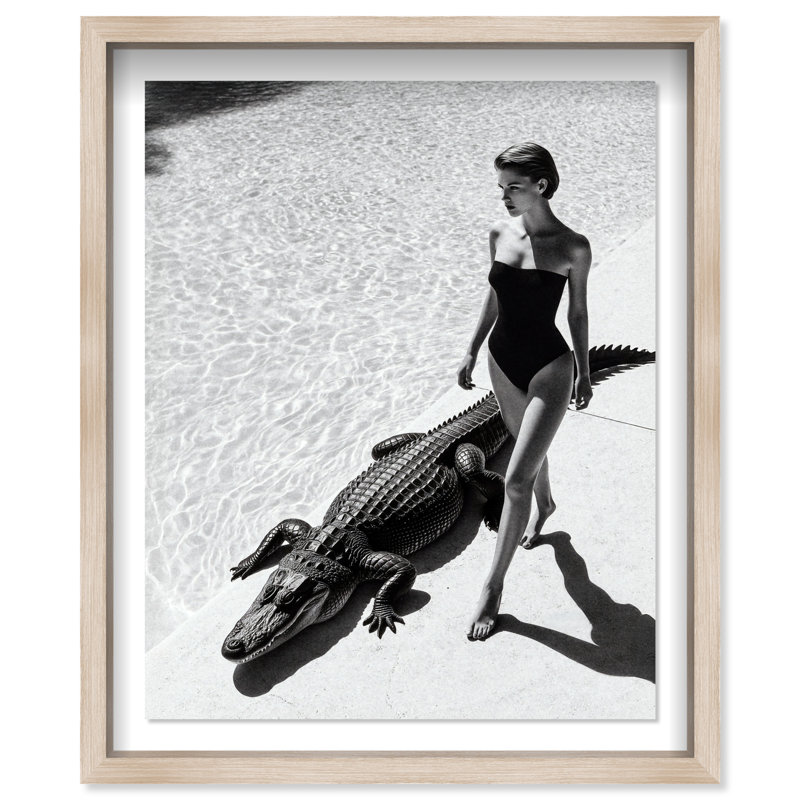 Reptilian Elegance II Print by Oliver Gal, 31.5"H x 25.5"W, Natural Oak Shadowbox