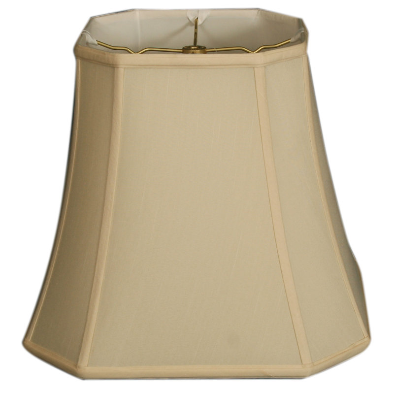 Abat-jour cloche en soie / shantung (araignée), Beige/Or, H 14 po x l 16 po x P 16 po