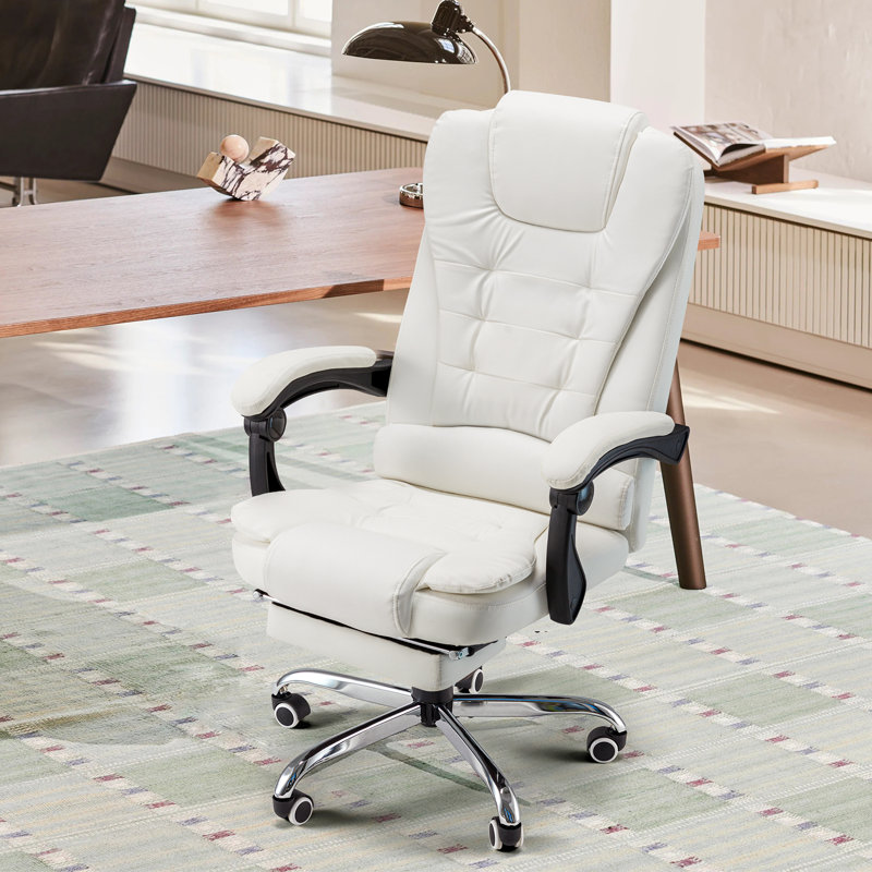 Fauteuil de direction ergonomique chauffant Nola, Similicuir crème