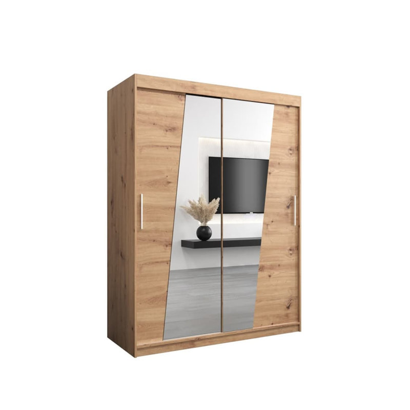 Milbra 2 Door Manufactured Wood Wardrobe, Oak Artisan