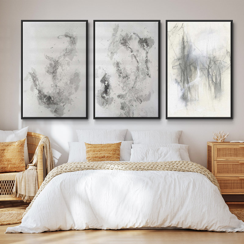 Frozen Vapor I, ensemble de 3 toiles encadrées sur toile, H 36 po x l 72 po, Cadre noir