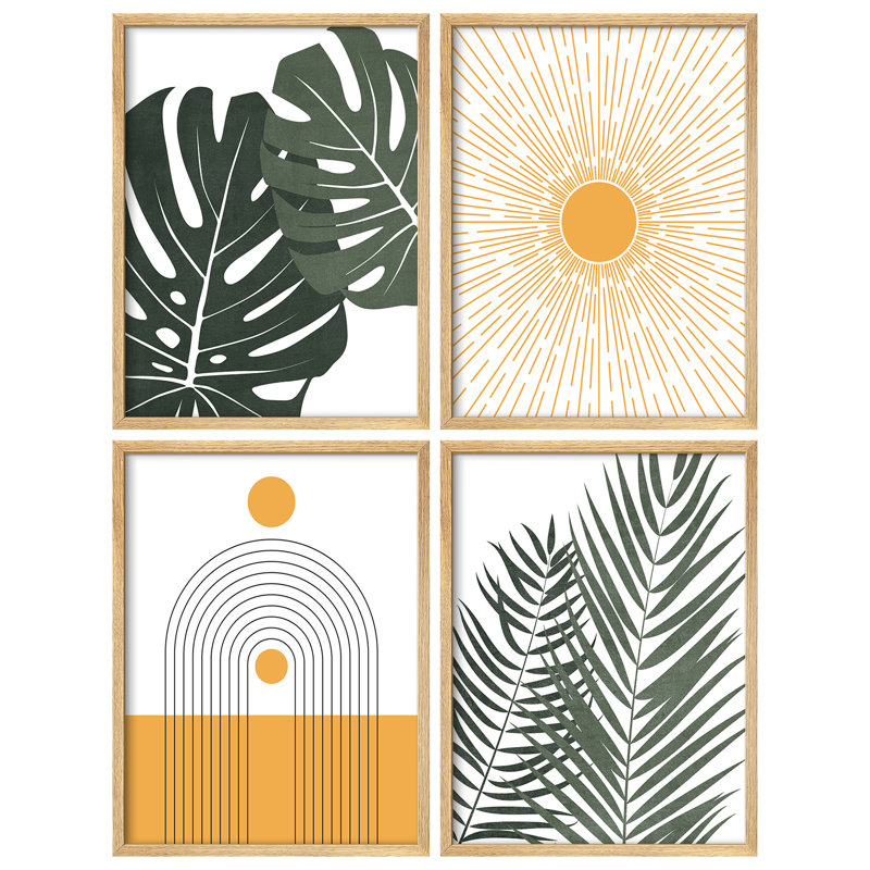 "Mid Century Modern Sun Monstera Palm Boho, H 10 po x l 8 po, Naturel