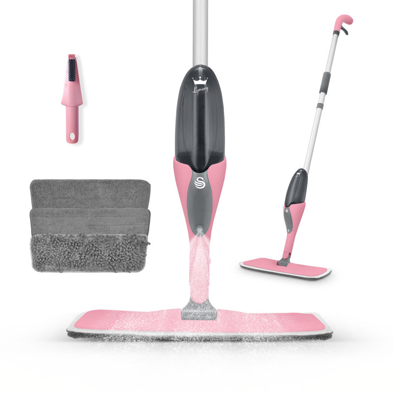 Swan SWFC1000QOCN Lynsey Queen of Clean Spray Mop with Wet Mopping Pad. Dry Dusting Pad, Soft Abrasive Pad, Cleaning Tool and 500ml Anti-Leak Bottle, Pink